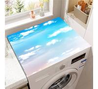 Odot Tapis de Protection pour Dessus de Machine à laver, Nuage Antidérapant Séchage Rapide Housse de Machine à laver pour Sèche-Linge Buanderie Réfrigérateur (Arc-en-ciel,60x60cm)