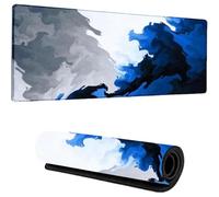 Odot Tapis de Souris de Jeu Grand, Tapis Souris Gaming Impression 3D Abstraite à Bords Cousus, Antidérapant Gamer Mouse Pad pour Gamer, Ordinateur, PC, Bureau (Bleu Gris,400x800x3mm)