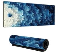 Odot Tapis de Souris de Jeu Grand, Tapis Souris Gaming Impression 3D Abstraite à Bords Cousus, Antidérapant Gamer Mouse Pad pour Gamer, Ordinateur, PC, Bureau (Bleu Blanc2,300x700x3mm)