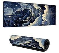 Odot Tapis de Souris de Jeu Grand, Tapis Souris Gaming Impression 3D Abstraite à Bords Cousus, Antidérapant Gamer Mouse Pad pour Gamer, Ordinateur, PC, Bureau (Bleu Marine,500x1000x3mm)