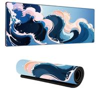Odot Tapis de Souris de Jeu Grand, Tapis Souris Gaming Impression 3D Abstraite à Bords Cousus, Antidérapant Gamer Mouse Pad pour Gamer, Ordinateur, PC, Bureau (Bleu Rose,300x700x3mm)