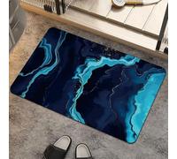 Odot Tapis Salle de Bain Absorbant Diatomite 3D Bleu Marbre Tapis de Bain Antidérapant Séchage Rapide Doux pour Entrée Baignoire Porte d'entrée Chevet Canapé Salon (Océan Profond,60x90cm)