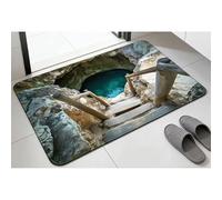 Odot Tapis Salle de Bain Absorbant Diatomite 3D d'illusion d'optique Effets Tapis de Bain Antidérapant Séchage Rapide Doux pour Entrée Baignoire Porte d'entrée Chevet Salon (Lac,50x80cm)