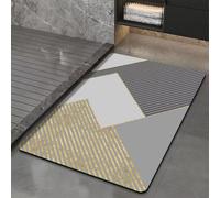 Odot Tapis Salle de Bain Absorbant Diatomite 3D Gris Nordique Tapis de Bain Antidérapant Séchage Rapide Doux pour Entrée Baignoire Porte d'entrée Chevet Canapé Salon (Rayures,60x90cm)