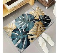 Odot Tapis Salle de Bain Absorbant Diatomite 3D Monstera Vert Tapis de Bain Antidérapant Séchage Rapide Doux pour Entrée Baignoire Porte d'entrée Chevet Canapé Salon (Plante,60x90cm)