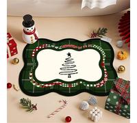 Odot Tapis Salle de Bain Absorbant Diatomite, Arbre de Noël Tapis de Bain Antidérapant Séchage Rapide Doux pour Entrée, Baignoire, Porte d'entrée, Chevet, Canapé, Salon (Vert,50x80cm)