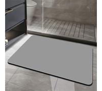 Odot Tapis Salle de Bain Absorbant Diatomite, Couleur Unie Minimaliste Tapis de Bain Antidérapant Séchage Rapide Doux pour Entrée, Baignoire, Porte d'entrée, Chevet, Canapé, Salon (Gris,60x90cm)
