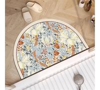 Odot Tapis Salle de Bain Absorbant Diatomite Demi-Cercle Rétro, Tapis de Bain Antidérapant Séchage Rapide Doux pour Entrée, Baignoire, Porte d'entrée, Chevet, Canapé, Salon (Beige,45x70cm)