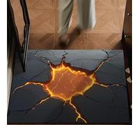 Odot Tapis Salle de Bain Absorbant Diatomite Effets d'illusion d'optique 3D Tapis de Bain Antidérapant Séchage Rapide Doux pour Entrée Baignoire Porte d'entrée Chevet Canapé Salon (Feu,50x80cm)