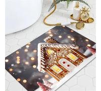 Odot Tapis Salle de Bain Absorbant Diatomite, Imprimés de Noël Tapis de Bain Antidérapant Séchage Rapide Doux pour Entrée, Baignoire, Porte d'entrée, Chevet, Canapé, Salon (Noël,60x90cm)
