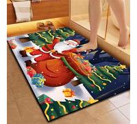 Odot Tapis Salle de Bain Absorbant Diatomite, Modèle de Noël Tapis de Bain Antidérapant Séchage Rapide Doux pour Entrée, Baignoire, Porte d'entrée, Chevet, Canapé, Salon (Bleu,60x90cm)