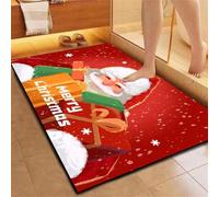 Odot Tapis Salle de Bain Absorbant Diatomite, Modèle de Noël Tapis de Bain Antidérapant Séchage Rapide Doux pour Entrée, Baignoire, Porte d'entrée, Chevet, Canapé, Salon (Rouge 3,100x120cm)