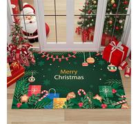 Odot Tapis Salle de Bain Absorbant Diatomite, Modèle de Noël Tapis de Bain Antidérapant Séchage Rapide Doux pour Entrée, Baignoire, Porte d'entrée, Chevet, Canapé, Salon (Vert 2,40x60cm)