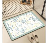 Odot Tapis Salle de Bain Absorbant Diatomite, Monde des Fleurs Colorées Tapis de Bain Antidérapant Séchage Rapide Doux pour Entrée, Baignoire, Porte d'entrée, Chevet, Canapé (Blanc,60x90cm)