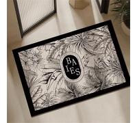 Odot Tapis Salle de Bain Absorbant Diatomite Motif Végétal, Tapis de Bain Antidérapant Séchage Rapide Doux pour Entrée, Baignoire, Porte d'entrée, Chevet, Canapé, Salon (Noir 1,50x80cm)
