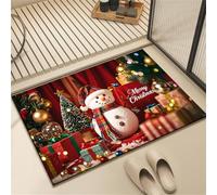 Odot Tapis Salle de Bain Absorbant Diatomite, Noël et Nouvel an Tapis de Bain Antidérapant Séchage Rapide Doux pour Entrée, Baignoire, Porte d'entrée, Chevet (Bonhomme de Neige,60x90cm)