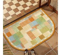 Odot Tapis Salle de Bain Absorbant Diatomite, Puzzle de Style Pastoral Tapis de Bain Antidérapant Séchage Rapide Doux pour Entrée, Baignoire, Porte d'entrée, Chevet (Orange,60x90cm)