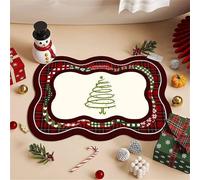 Odot Tapis Salle de Bain Absorbant Diatomite, Sapin de Noël Classique Tapis de Bain Antidérapant Séchage Rapide Doux pour Entrée, Baignoire, Porte d'entrée, Chevet, Salon (Rouge,50x80cm)