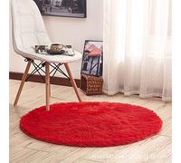 Odot Tapis Salon Shaggy Design Moderne Poils Longs Ronde Couleur Unie, Interieur Anti Slip Décor Moderne Ultra Doux De Peluche De Pièce De Maison De Pépinière De Carpettes (100cm,Grand Rouge)