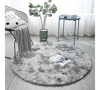 Odot Tapis Salon Shaggy Design Moderne Poils Longs Ronde, Interieur Anti Slip Décor Moderne Ultra Doux De Peluche De Pièce De Maison De Tapis De Pépinière De Carpettes (120cm,Gris)