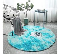 Odot Tapis Salon Shaggy Design Moderne Poils Longs Ronde, Interieur Anti Slip Décor Moderne Ultra Doux De Peluche De Pièce De Maison De Tapis De Pépinière De Carpettes (160cm,Bleu Ciel)