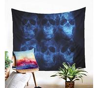 Odot Tapisserie Murale Crâne Impression, Tenture Murale Maison Décoration Drap de Plage Tapis de Yoga Nappe Tapis de Pique-Nique Couvre-lit Châle Serviette Tapestry (90 x 65cm,Fumée Bleue)