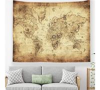 Odot Tapisserie Murale, Monde Carte Impression Tenture Murale Couverture Voyage Châle Serviette Drap de Plage Tapis de Yoga Nappe Pique Nique Couvre Lit (130x150cm,K)