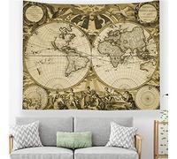 Odot Tapisserie Murale, Monde Carte Impression Tenture Murale Couverture Voyage Châle Serviette Drap de Plage Tapis de Yoga Nappe Pique Nique Couvre Lit (150x200cm,F)