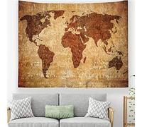 Odot Tapisserie Murale, Monde Carte Impression Tenture Murale Couverture Voyage Châle Serviette Drap de Plage Tapis de Yoga Nappe Pique Nique Couvre Lit (150x200cm,R)