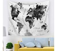 Odot Tapisserie Murale, Monde Carte Impression Tenture Murale Couverture Voyage Châle Serviette Drap de Plage Tapis de Yoga Nappe Pique Nique Couvre Lit (130x150cm,I)
