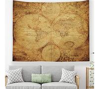 Odot Tapisserie Murale, Monde Carte Impression Tenture Murale Couverture Voyage Châle Serviette Drap de Plage Tapis de Yoga Nappe Pique Nique Couvre Lit (130x150cm,M)