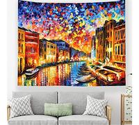 Odot Tapisserie Murale, Peinture à l'huile Paysages Tenture Murale Couverture Art Mural Nature Tapestry Couvre Lit pour Salon Chambre à Coucher Décoration de Dortoir (130x150cm,Venise)