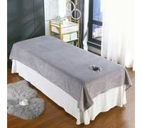 Odot Velours Drap Housse Table de Massage avec Trou - Réutilisable Doux Serviette Couverture de Lit de Beauté Couvre-Lit De Massage Drap Housse pour Spa Beauté Salon Visage (Gris,120x200cm)