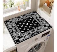 Odot Waschmaschinenauflage Rutschfest, 50x60cm Mandala Waschmaschine Abdeckung Universal Saugfähig Schnelltrocknend Waschmaschinen Auflage Waschmaschinenabdeckung (Motif cachemire noir,50x60cm)