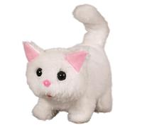 Odoukey Animal en Peluche Chat Robot, promenades électriques, Queue de Miaou remuant, Jouet en Peluche interactif Mignon et réaliste pour Enfants et Famille