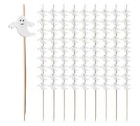 Odoukey Bâtonnets de Fruits jetables en Bambou, 100 pièces, brochettes de Cocktail avec fantôme pour décorations fête d'halloween