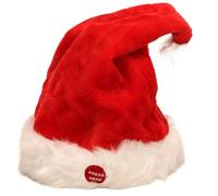 Odoukey Chapeau de Noël électrique avec musique et boule en peluche blanche, jouet amusant chantant à piles, chapeaux de Noël pour adultes et enfants