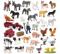 Odoukey Ensemble de Figurines réalistes d'animaux de Ferme, Ensemble Jeu éducatif d'apprentissage avec Tracteur pour Tout-Petits et Enfants, 34 pièces