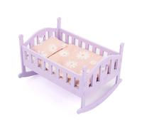 Odoukey Ensemble de lit de poupée en Bois pour Berceau poupée, avec Conception pivotante à Amplitude et Ensemble literie pour Enfants, Jouets Simulation, Violet