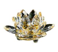 Odoukey Fleur de Lotus en Cristal Scintillant de 2, 36 Pouces, Fleurs décoratives en Verre Jaune, décoration créative Feng Shui, Artisanat Lotus délicat pour la Maison, l'anniversaire et Le Maria