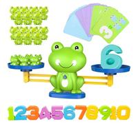Odoukey Jeux de mathématiques Cool, Jeu d'équilibre de Grenouille, Balance en Plastique, Jeux mathématiques la Maternelle avec numéro Grenouille et Cartes, Jouets éducatifs comptage pou