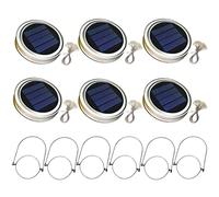 Odoukey Lumière chaude solaire Mason Jar couvercle lumière avec 2 m chaîne 20 LED lampe lanterne suspendue pour la décoration de jardin 6 pièces