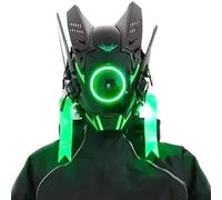 Odoukey Masque Punk, Casque Cool à lumière Ronde LED, Cyber-Masque de Style futuriste, Techwear pour fête, Festival de Musique, Cosplay