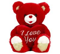 Odoukey Ours en Peluche avec cœur Rouge de 8 Pouces, Ours en Peluche en Coton PP avec Oreiller en Forme de cœur brodé, Douce pour la Saint-Valentin, Un Mariage, Un Anniversaire