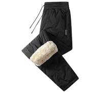 Odoukey Pantalon de survêtement doublé en Polaire Unisexe Coupe-Vent imperméable avec Cordon de Serrage élastique Chaud épais Pantalon Jogging Droit pour Homme en Plein air 2XL