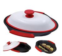 Odoukey Poêle à Micro-Ondes, cuiseur à Bacon, avec Couvercle, bac légumes et Fromage grillé, Lavable au Lave-Vaisselle pour Un Nettoyage Facile