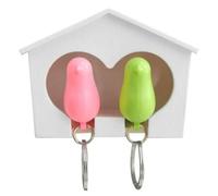 Odoukey Porte-clés pendentif, ensemble de crochets porte-clés à breloque minimaliste avec accessoire de conception moineau maison en bois d'oiseau vert