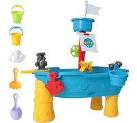 Odoukey Table à Eau pour Enfants, Table à Eau pour Tout-Petits 17 pièces/Ensemble Bateau Pirate, Jeux et Accessoires d'extérieur, et Jouets sensoriels de Sable pour garçons Filles âgés de 3 6