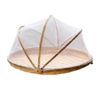 Odoukey Tente de Nourriture de Panier Fruits en Bambou 11 Pouces avec la Couverture Gaze Maille, Filet Nourriture extérieur pour des légumes, des Fruits, du Pain, Desserts et collation