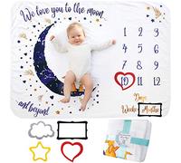 ODOXIA Couverture Etape Bébé | Couverture Mensuelle pour Bébé Unisexe | Au Mois | Cadeau Personnalisé pour Les Fêtes Prénatales | Suivez La Croissance
